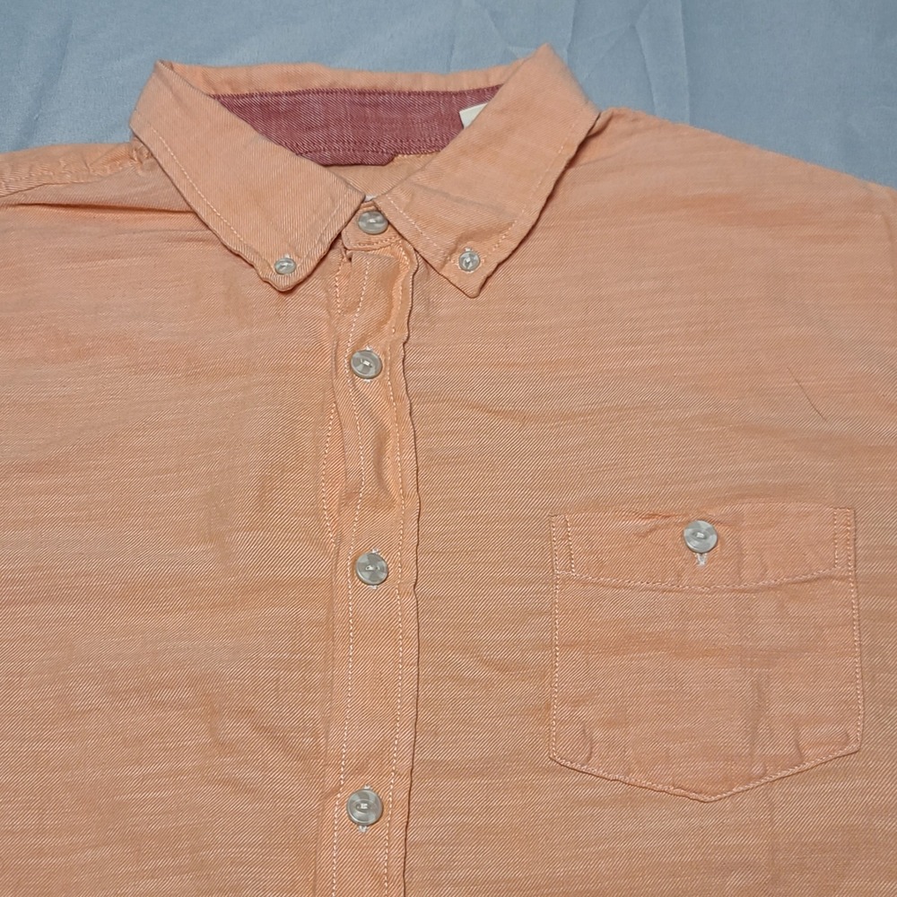 Weatherproof Vintage Button‎ Down Shirt Mens Large Peach Orange Country Twill L